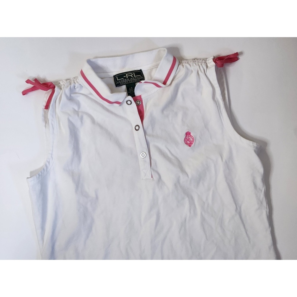 Lauren Ralph‎ Lauren Golf Tank Top Sleeveless Collared White Womens Size Large